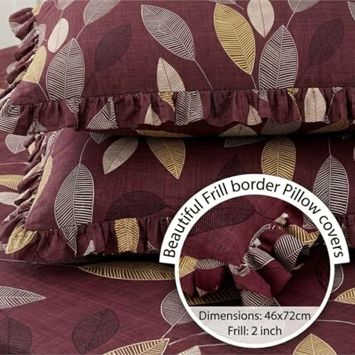 Image of Dream Weaverz- Polycotton Printed Double Bed Size Fitted Elastic Bedsheet,2 Pillow Cover,260 Thread (72 inch x 78 inchx7 inch) Home, Bedroom (Dark Brown, King)