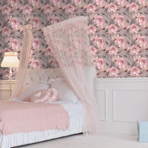 Papel de contacto floral de rosas rosas para paredes de dormitorio 4