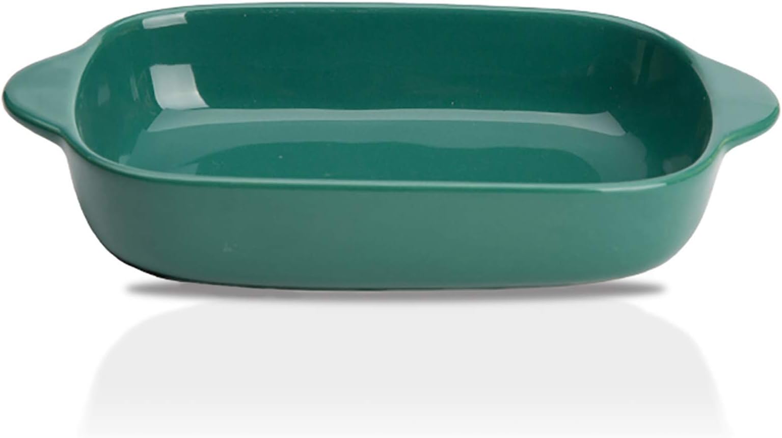 MDZF SWEET HOME Ceramic Baking Dish for Oven Individual Roasting Lasagna Pan Small Casserole Bakeware with Handle, Green