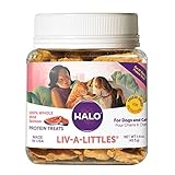 HALO Liv-A-Littles Grain Free Natural Dog and Cat Treats - 1.6 Oz Freeze Dried Wild Salmon - Real Whole Meat Pet Treats in Portable Jar - Sustainably Sourced, Low Calorie, and Great for Training