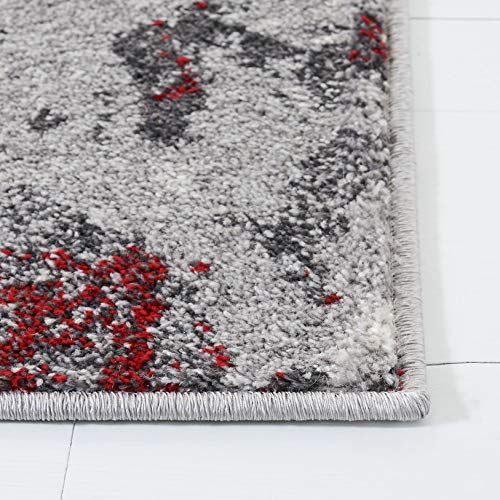 Tapete decorativo SAFAVIEH 3' x 5' rojo y gris miniatura 2
