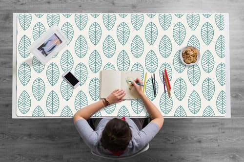 Couverture de bureau 120x60 cm en vinyle PVC à motif feuilles vertes