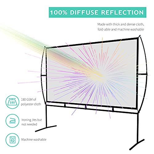 Gt Getco Tech Projector Screen, Outdoor Projector Screen 150 Inch 16:9 4K Hd Foldable Projector Screen With Stand For Outdoor Movie Screen Home Theater Indoor Projector Screen And Gifts Idea #TOP3