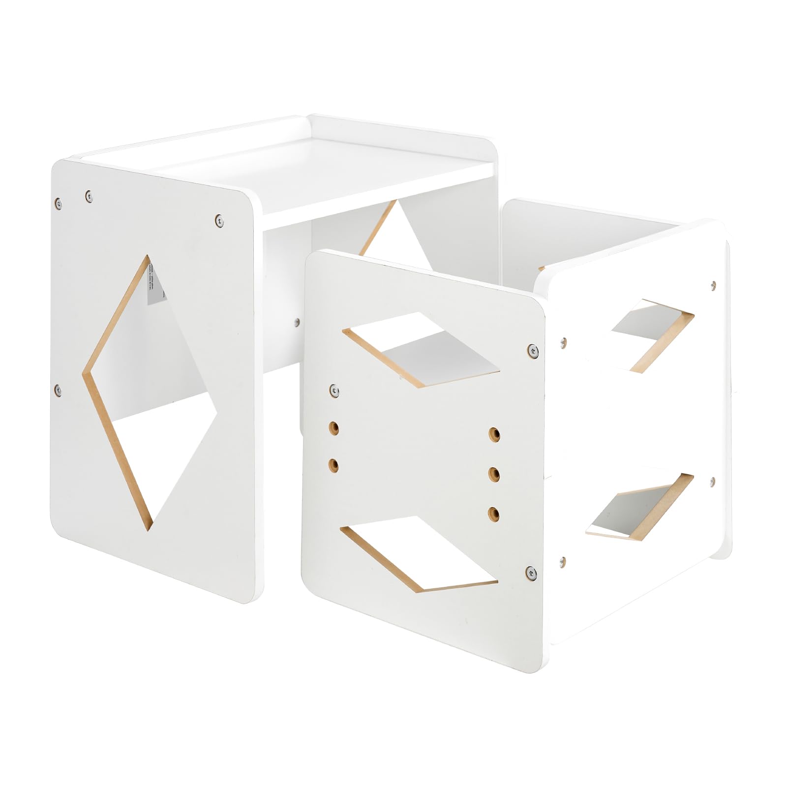 VEVOR Montessori Tisch Stuhlset Kleinkindertischset (1 Tisch + 1 Stuhl) aus Holz für 1–5-Jährige, höhenverstellbarer Aktivitätstisch Spieltisch für Kinder, ideal zum Lesen Essen Spielen – Weiß