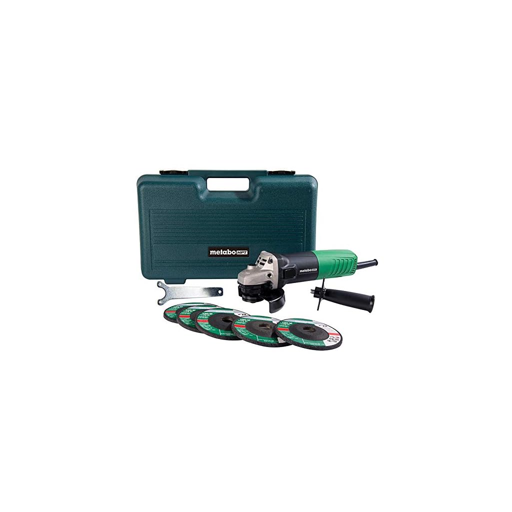 Metabo-HPT-Angle-Grinder-4-12-Inch-Includes-5-Grinding-Wheels-Hard-Case-62-Amp-Motor-Compact-Lightweight-G12SR4