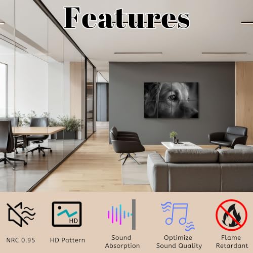 Set de 8 paneles acústicos artísticos decorativos autoadhesivos LAMOONHOME, 48"x72" hechos de poliéster para estudio y hogar miniatura 3