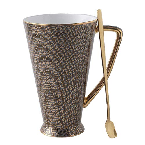 Tassen, Kaffeetasse Tasse, Porzellan-Tassen Kaffeetasse Mit Löffel Für Kaffee Tee Latte Oder Kakao, Frühstück Hafermehlkasse - 460Ml,D.