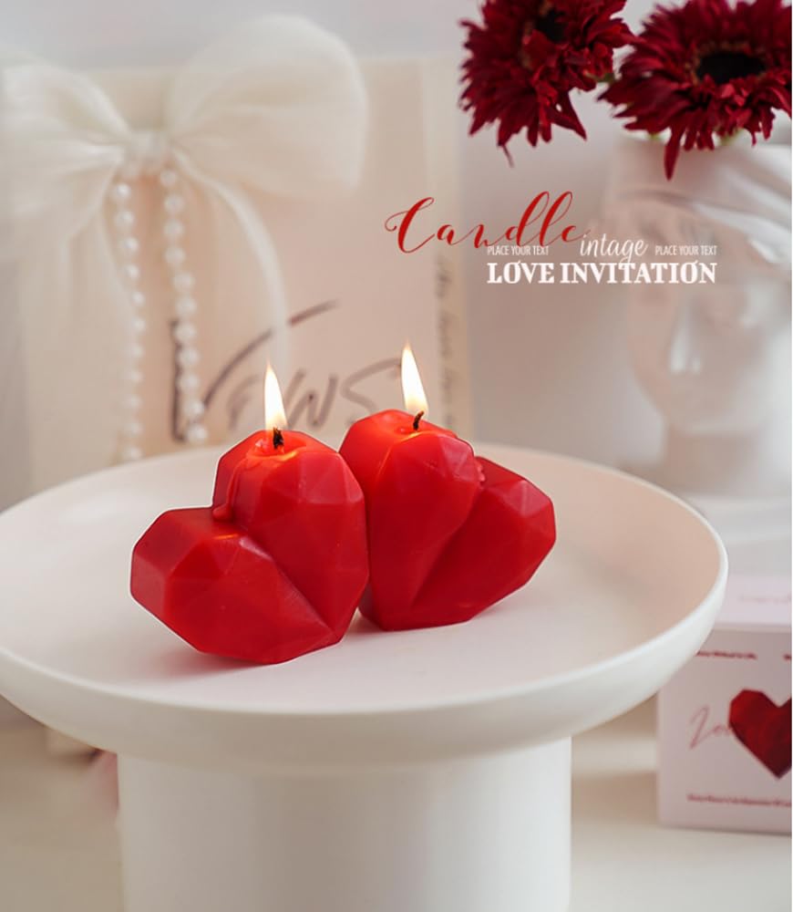 2 candele profumate a forma di cuore per San Valentino, realizzate a mano, per San Valentino, matrimoni, anniversari, compleanni, decorazioni per la casa