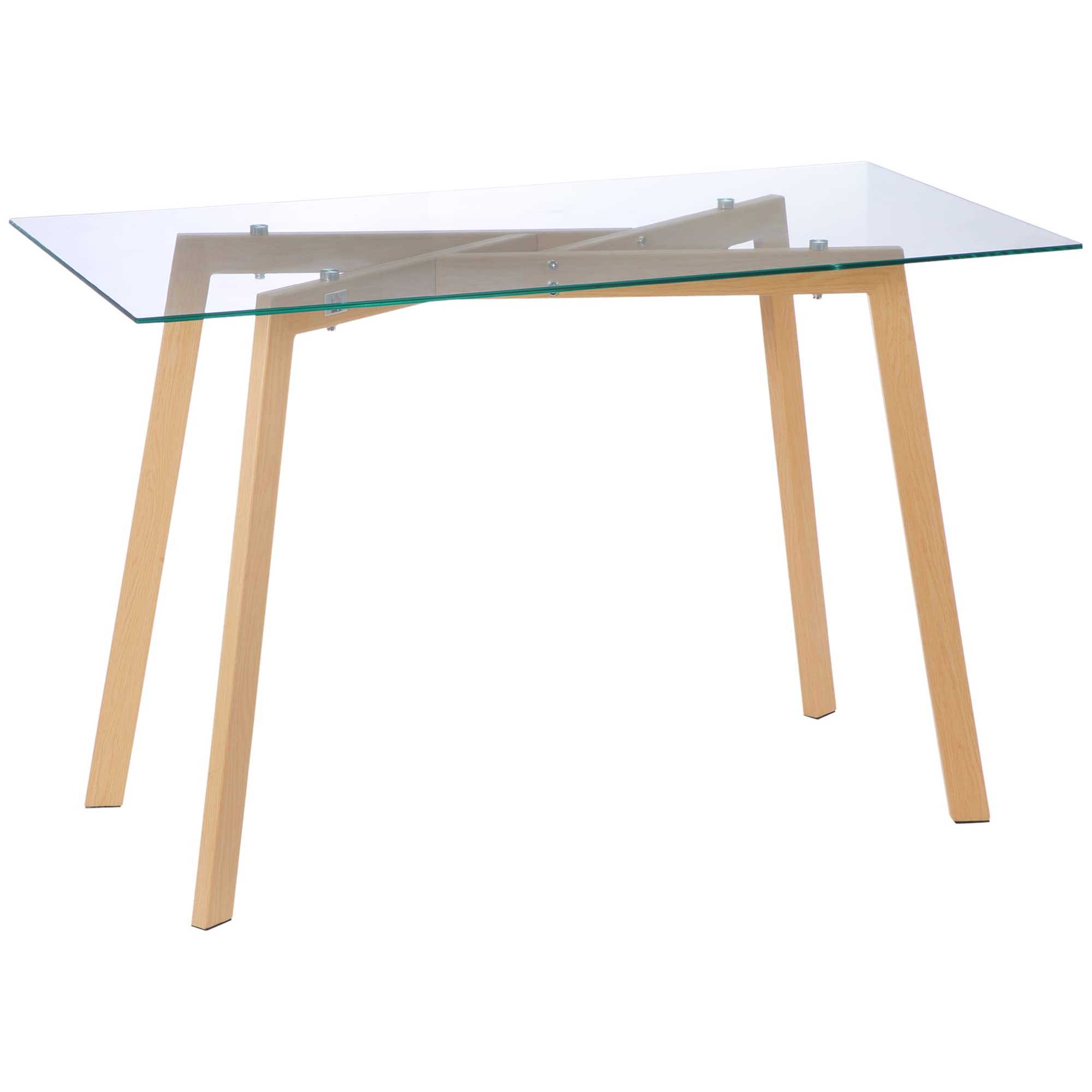 Table à manger rectangulaire table de cuisine en verre trempé 120x60 cm pour 4 personnes