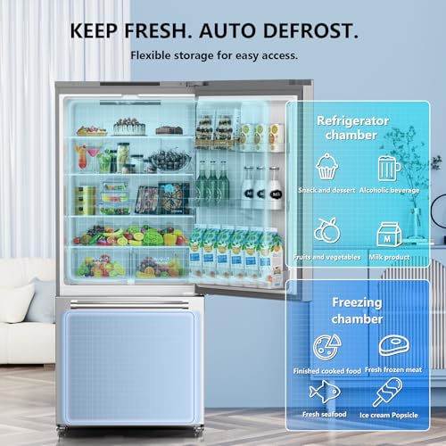 Image of Antarctic Star French Door Refrigerator, Auto Ice & Water Filter, VCM Stainless, Multi-Air, Fast Cooling, Inverter, LED Alarm, Energy Star, 18 Cu Ft, Silver