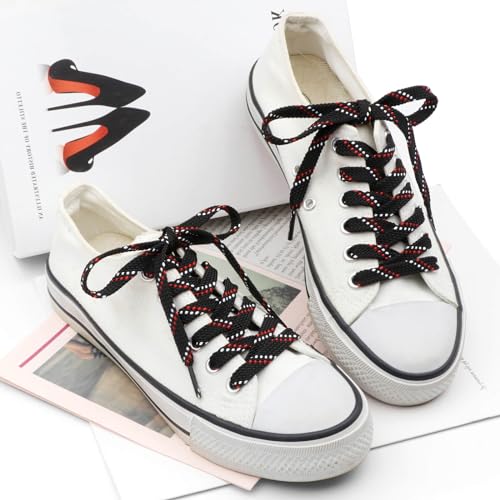 Image of Flat Shoelaces Multicolor Twill Point Thick Shoe Lace Shoestring 2 Pair