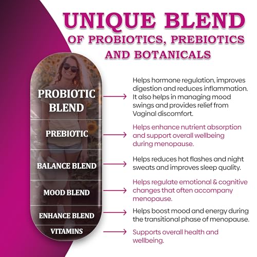 Image of Best Rated Highly Effective Menopause Support, Menopause Probiotics, Hot Flashes, Night Sweats, Hormone Balance, Mood Swings, DIM, Black Cohosh, Dong Quai, 40Bn CFU