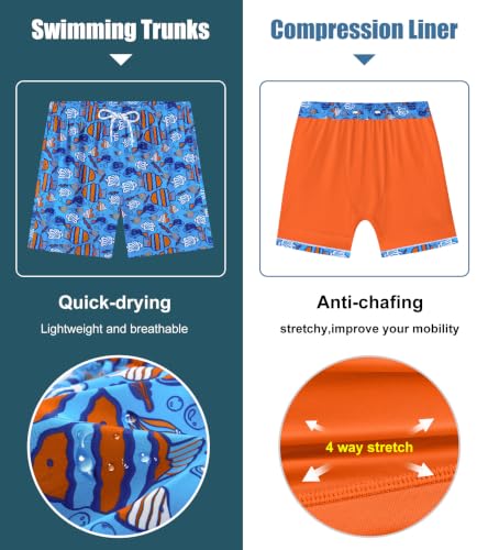 Image of APTRO Men's Swim Trunks with Compression Liner 5 Inch Bathing Suit Beach Swimsuits