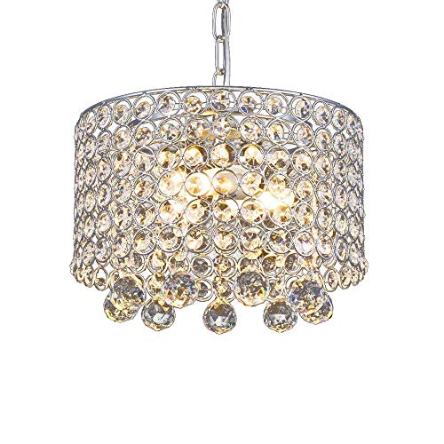 Modern Crystal Chandelier, 3-Light Flush Mount Ceiling Light Fixture 9.8Inches Diameter for Hallway