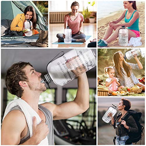FRETREE Gallon Water Bottle Portable Water Jug - Fitness Sports Daily Water Bottle with Motivational Time Marker, Leak-Proof Gym Bottle for Outdoor Camping(1 Gallon/73 oz) - Thumbnail 5