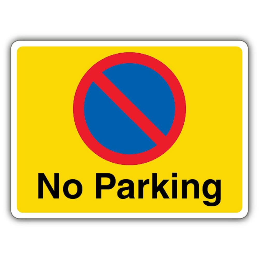V Safety No Parking - No Waiting - Yellow Landscape Safety Sign - 400 x 300 mm - RA2 Reflective 3mm Aluminium Composite