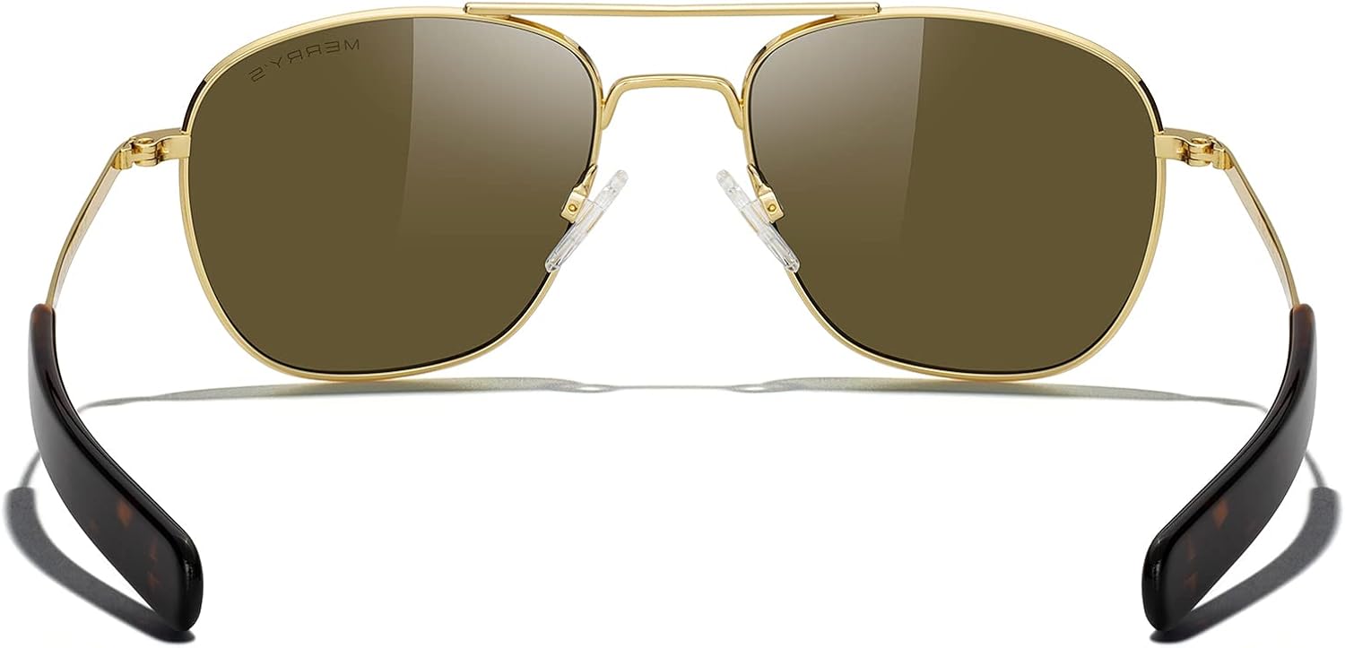 MERRY'S Classic Square Aviator Military Polarized Sunglasses for Men or Women S8636