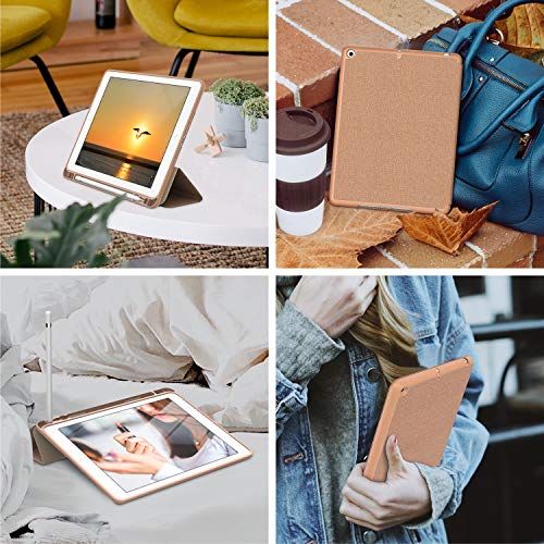 Soke Ipad 9.7 2018/2017 Case With Pencil Holder, Smart Ipad Case Trifold Stand With Shockproof Soft Tpu Back Cover And Auto Sleep/Wake Function For Ipad 9.7 Inch 5Th/6Th Generation, Apricot #TOP4