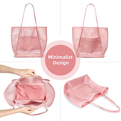 Image of KALIDI Beach Nylon Mesh Tote Bag, Casual Tote Bag Hobo Women Foldable MAX 23L Shoulder Bag For Beach Picnic Vacation