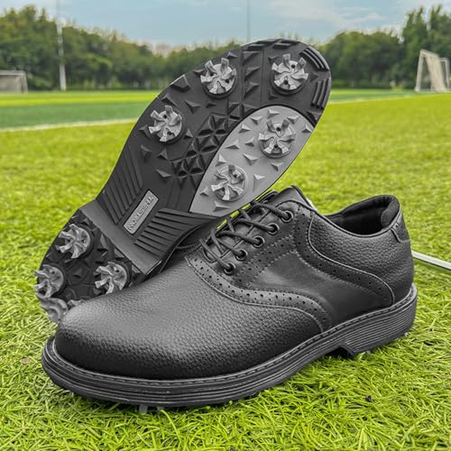 Image of Spikes Golf Shoes Men Professional Golf Shoes Waterproof Walking Footwears for Golfers Outdoor Gym Sneakers
