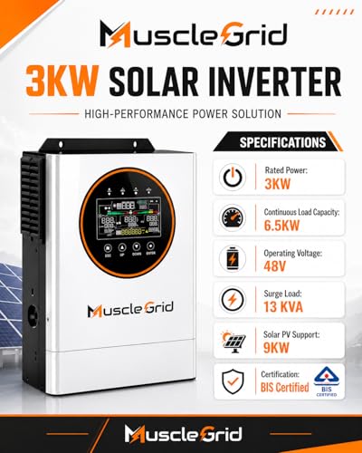 Image of 3KW Focus Series Hybrid Solar Inverter with 6.5 KW Continuous Load 48V /51.2V Batt Sup Upto 800Ah, 13KVA Surge, 9KW PV Input, Net Metering, BIS Certified SPGS