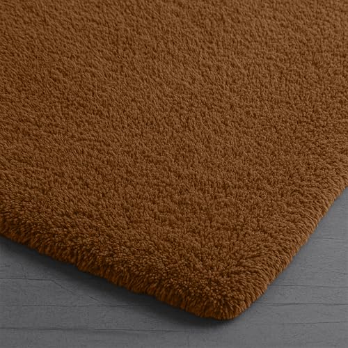 Image of enera Microfibre Bath Mat | Soft & Absorbent 2650 GSM | Non-Slip Latex Backing | Quick Dry, Washable Multipurpose Floor Mat for Bathroom, Bedroom, Kitchen & Home (Opella 40 x 60 cm) (Chocolate)