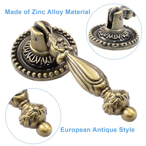 Bonsicoky 6PCS Antique Style Tear Drop Pulls - Vintage Cabinet Decorative Pull Handle Knob for Drawer, Dresser, Wardrobe - Bronze - Image 4