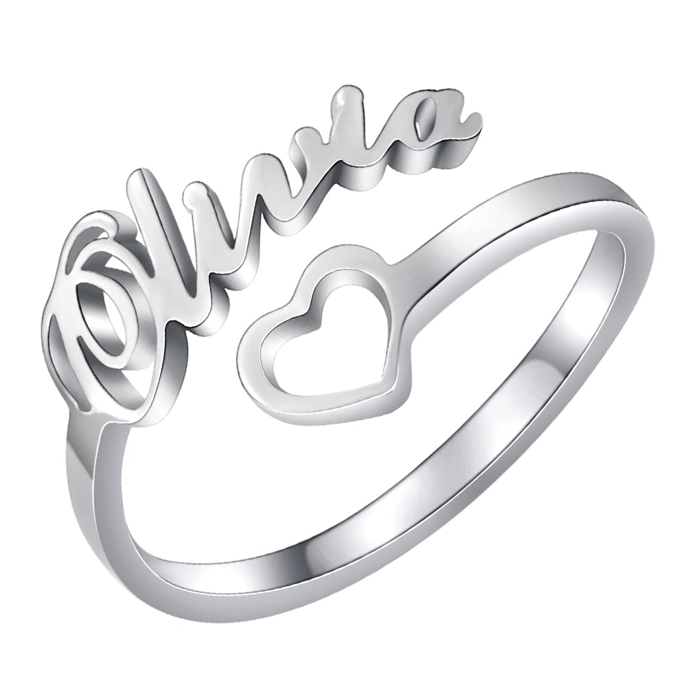 ICELIETEPersonalized Name Ring for Women Custom Sterling Silver Rings with Name Birthstone Promise Rings Birthday Gifts for Girlfriend/Sister