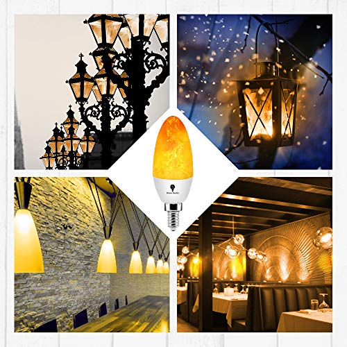 2 Pack E12 Flame Bulb Led Orange Fire Bulbs - Decorative Flickering Bulbs 3 Mode 3W Candelabra Candle Orange Light Bulb For Chandelier Vintage Lighting Halloween Bulbs, Indoor & Outdoor (Torpdeo) #TOP4
