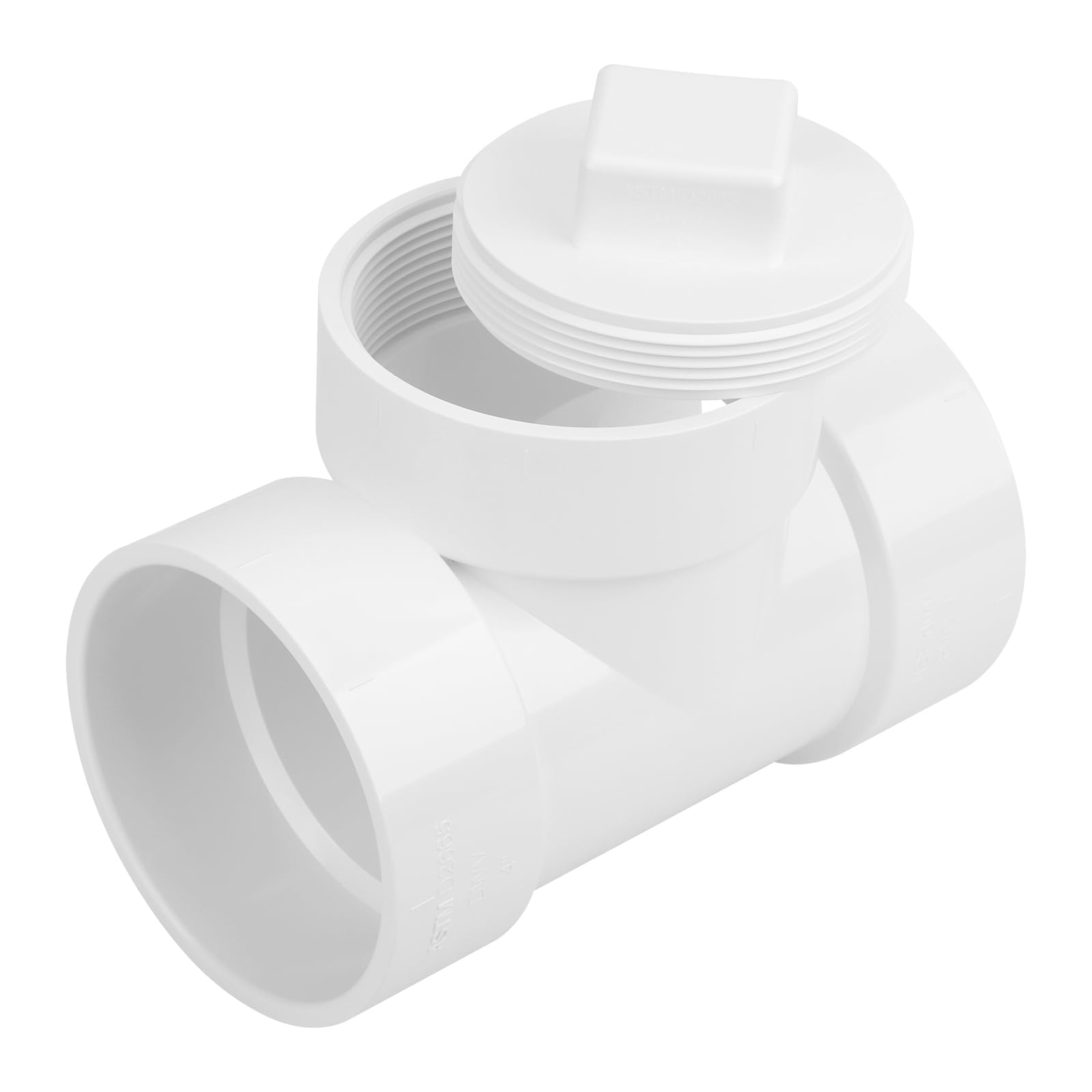 Photo 1 of Lswteiz 4IN PVC DWV Cleanout Tee with Plug Pipe Fitting (Socket x Socket x FPT) SCH40 4IN DWV PVC Sewer Cleanout Tee with NPT Female Cap Cover for pipe, Drain, Waste, Vent