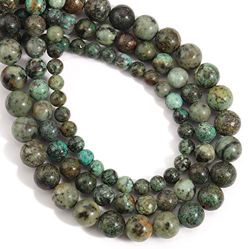 Natural African Turquoise Beads for Jewelry Making, Green Crystal Polished Turquoise Beads for Bracelets Necklace Jewelry 6mm