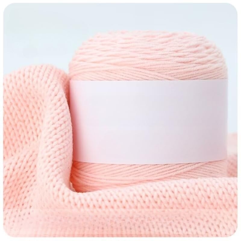 4 Ply Combed Cotton Yarn Balls - Soft Hand Knitting Yarn for Rose Bouquet Craft Kits, Premium Craft Supply (Pink)