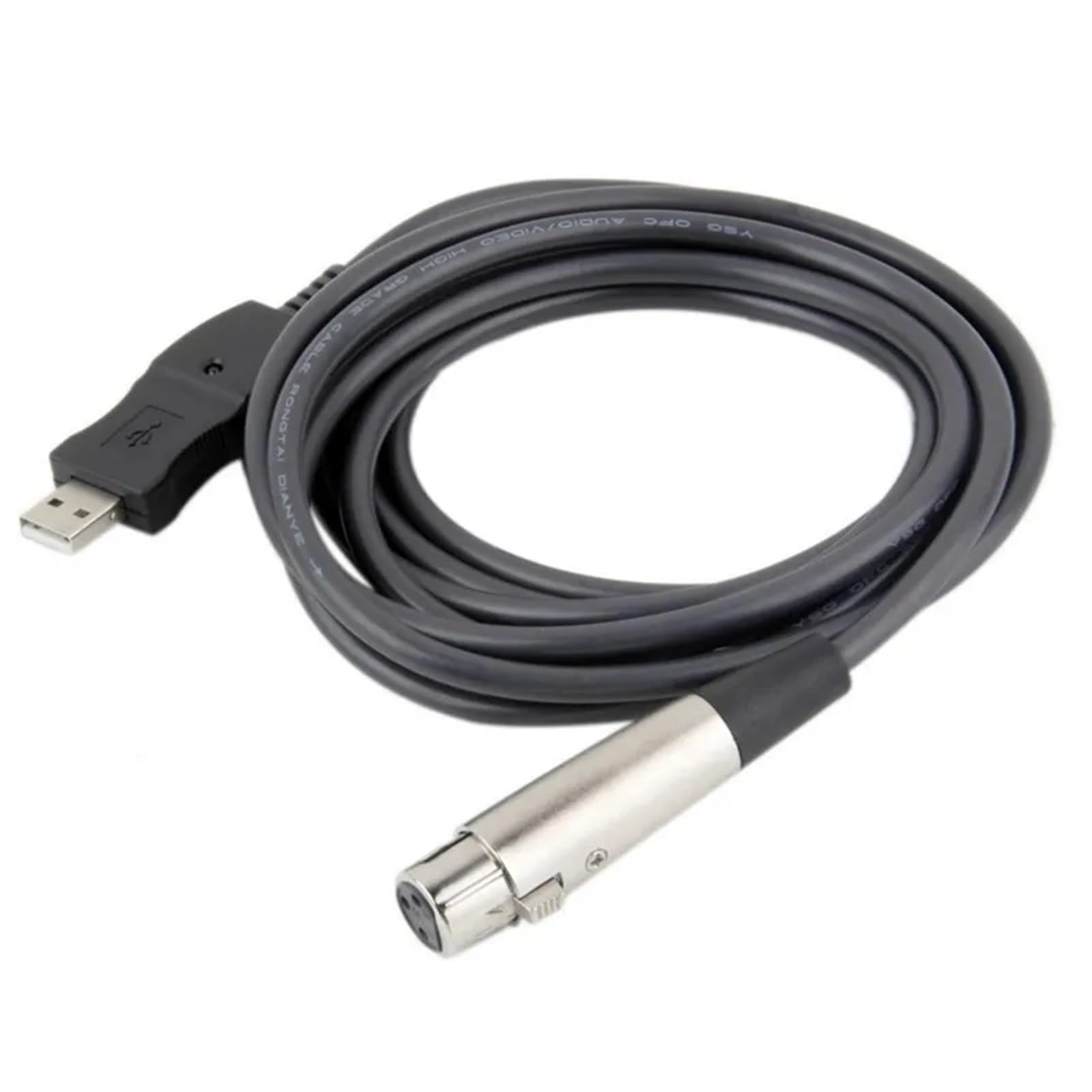 Cavo adattatore for microfono professionale da 3 m USB maschio a XLR femmina, cavo di collegamento for microfono, cavo di prolunga audio for microfono, nero, 50 pezzi