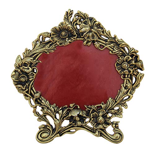 Image of Handicrafts Paradise Antique Golden Floral Motif Aluminium Metal Photo Frame - 9.5 Inch Height