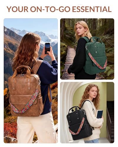 Mochila de cuero para laptop 15.6 pulgadas mujer SYTRAH miniatura 2