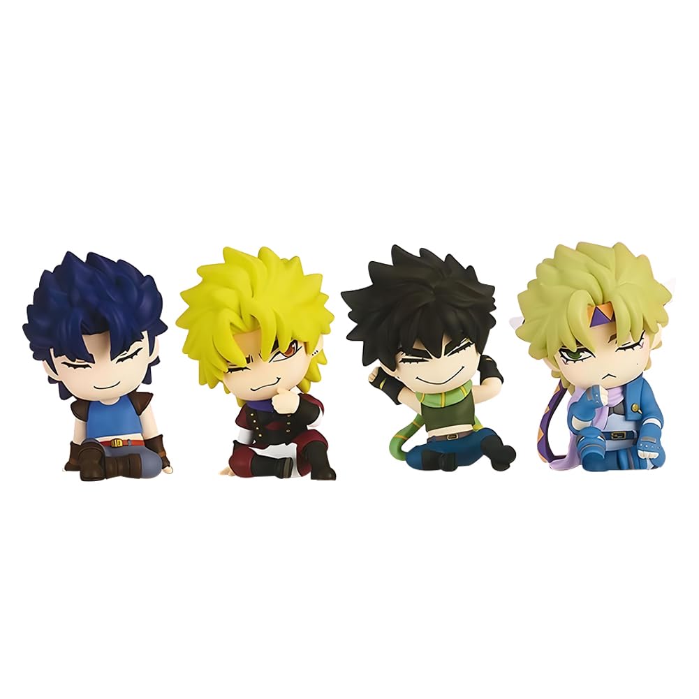 Tongyundacheng 4PCS/Set Anime JJBA Figures Jonathan Joestar/Dio Brando Sitting Action Figure JJBA PVC Collectibles Desktop Decorations, 5cm