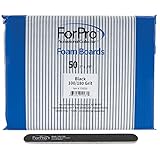 ForPro Professional Collection Nail Foam Boards, Black, 100/180 Grit, Double-Sided Manicure Nail Files, 7” L x .75” W, 50-Count