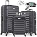 KESSER® 3tlg. Hartschalenkofferset Hartschalenkoffer Reisekoffer Set Reisekofferset Trolley Koffer 4 Rollen ABS-Hartschale Teleskopgriff Inkl. Kofferwaage + Gepäckanhänger Rollkoffer Schloss, M-L-XL