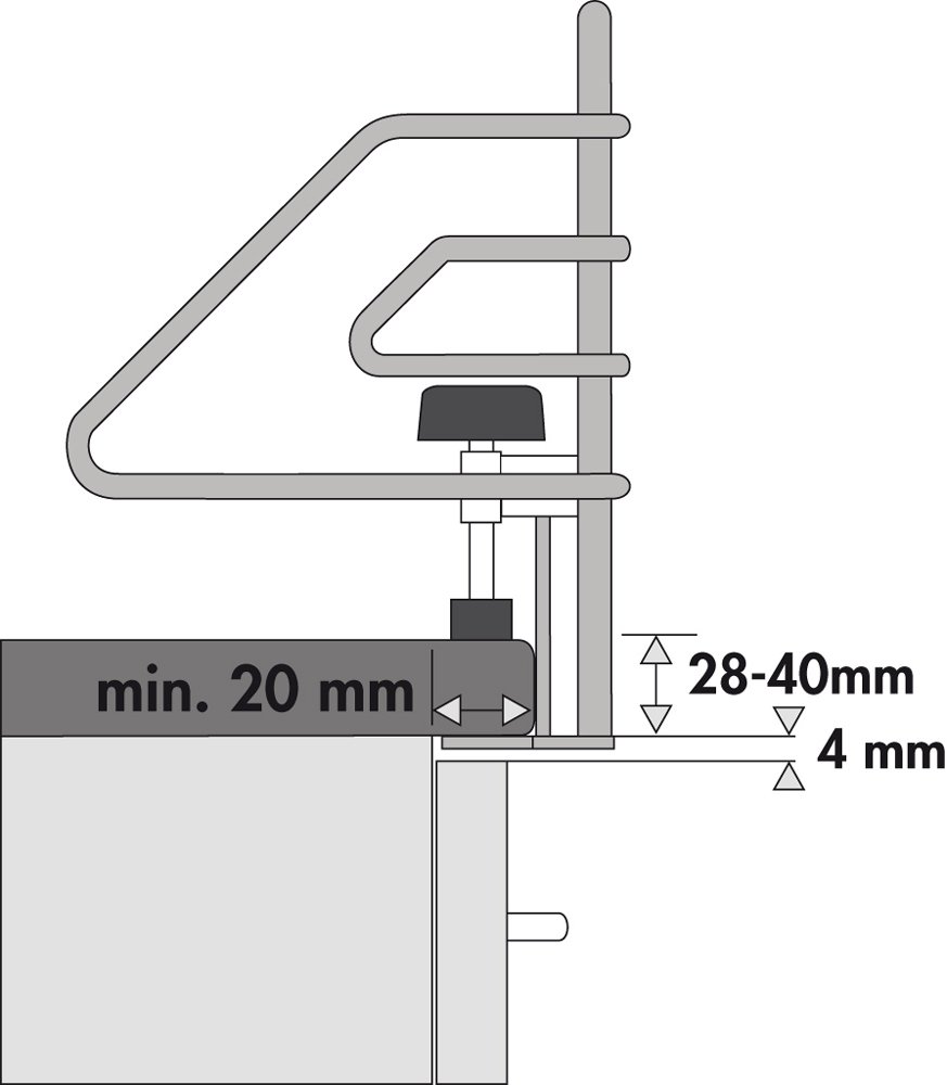 Kindersicherung, Chrom - B 975 x T 150 x H 149 mm