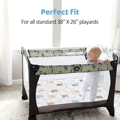 Image of Premium Foam Pack and Play Mattress 38 inch x 26 inch, Odorless Baby Foam Playpen Mattresses - Fits Pack N Play Playard, Firm Support and Comfort Foam
