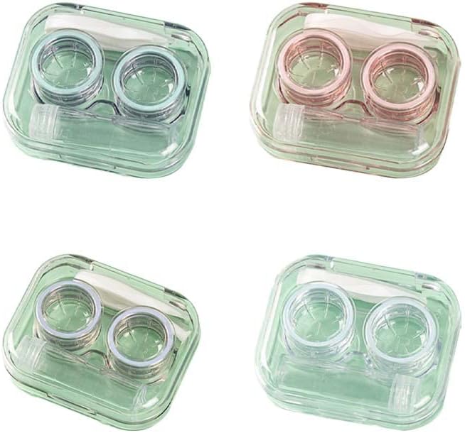 Karonpeln コンタクトケース ミニ 半透明 コンタクト収納ケース 可愛い 最安値に挑戦 ソフトレンズ ハードレンズ 旅行用 日常生活必需品 出張 外出 ふたとケースがつながっている 4個セット 携帯便利 カラコン適用