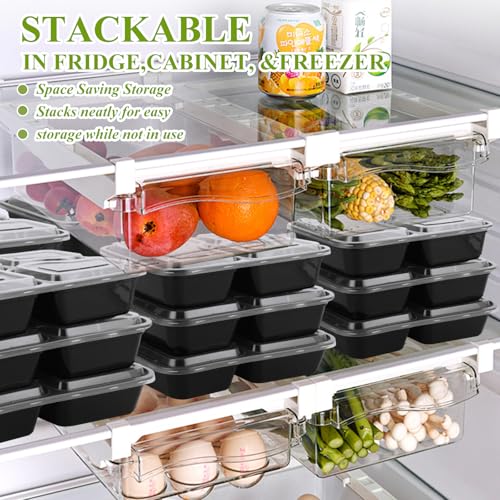 YOUNTHYE 50PCS Disposable Meal Prep Containers 3 Compartment Food Prep Containers with Lids 30oz Plastic Bento Box Lunch Containers Stackable Meal Prep Containers Bulk for Microwave, Freezer Safe - Image 7
