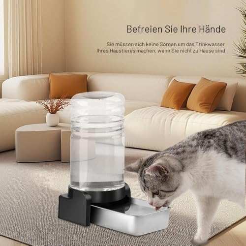 Marchul 8.6L Trinkbrunnen für Hunde und Katzen, Automatischer Trinkbrunnen mit Edelstahl-Wassernapf und 3 Filtern, Haustier wasserspender mit großer Kapazität für mittelgroße und große Haustiere