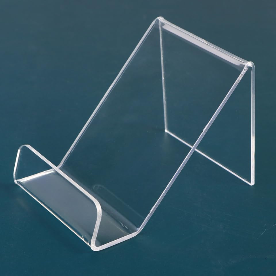 Hemobllo - Soporte de teléfono transparente acrílico 8,50 x 6,50 x 5,50 cm, lote de 10 soportes sólidos para smartphone oficina en casa, ver vídeos webcast