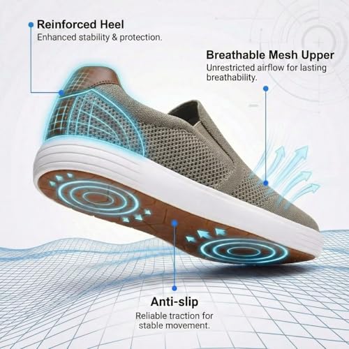 Image of konhill Mens Slip On Loafers Sneakers - Casual Knit Walking Shoes for Men, Lightweight Breathable Memory Foam Boat Shoes, Comfortable Slip-On Driving Loafers for Work Travel Beach