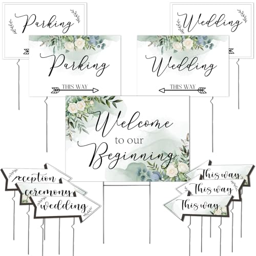 OurWarm 11 Pcs Wedding Direction Signs with Stakes, Wedding Welco...