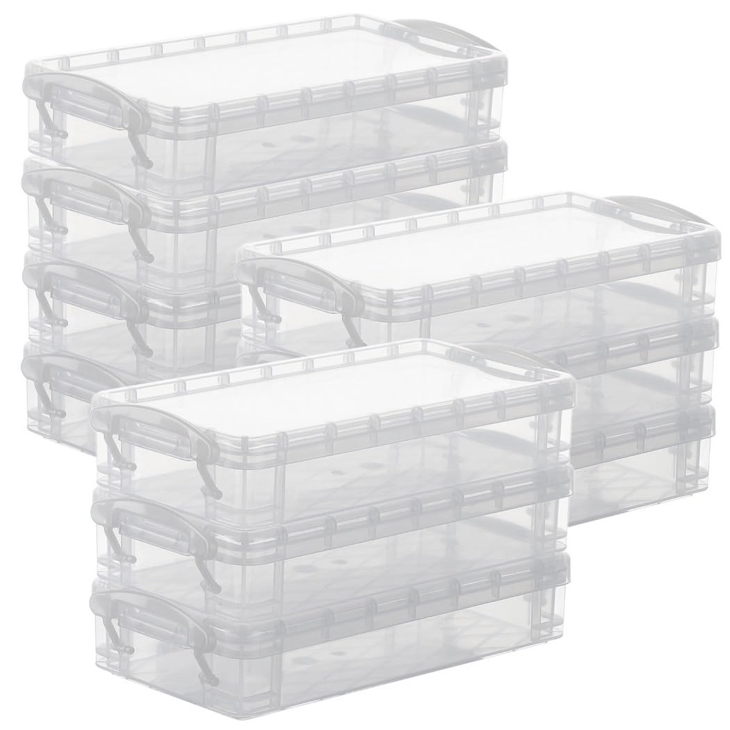 Set mit 10 transparenten Bleistift-Aufbewahrungsboxen, stapelbar, Schnappverschluss-Deckel, Organizer für Bleistifte, Stifte, Marker, Schule, Büro Essentials