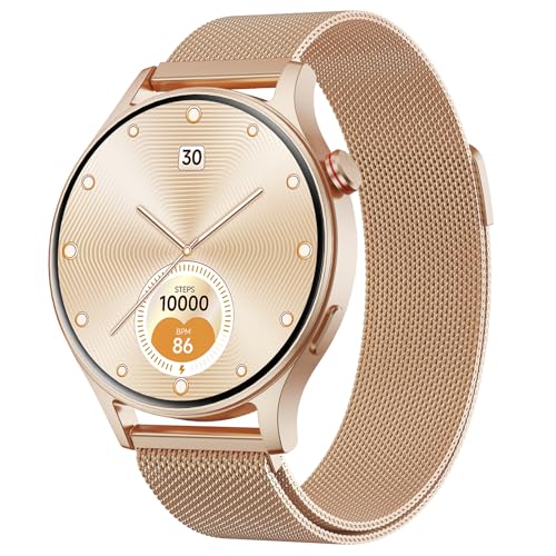 Smartwatch Damen Herren Rund mit Telefonfunktion- 1.32' AMOLED Display, Fitnessuhr mit 110+...