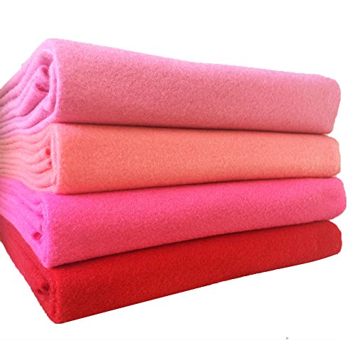 Image of 4pcs Thick 1.4mm Soft Felt Fabric Sheet Assorted Color Felt Pack DIY Craft Sewing Squares Nonwoven Patchwork (92x90cm Pink)