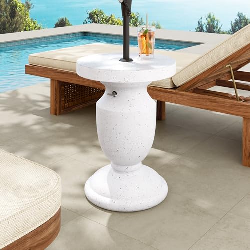 Renata MGO Patio Umbrella Base, Terrazzo White, No Assembly